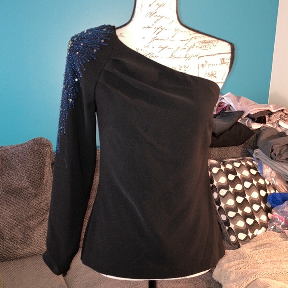 NWT Trina Turk One Shoulder Blouse, Size 0 - Picture 1 of 7